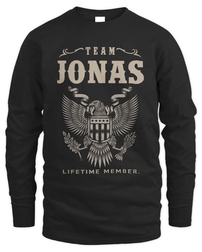 JONAS TP06-K82 – Personalized Classic Style Apparel “Team NAME Lifetime Member” - Men's Long Sleeved T-Shirt - Black