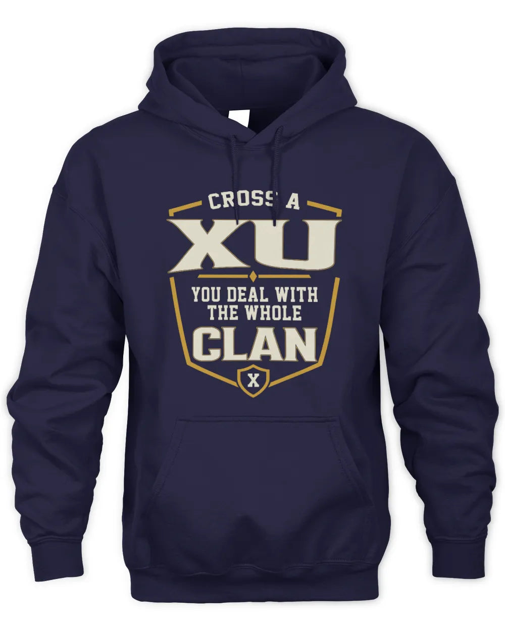 XU NT1-K008 Cross A/An NAME, You Deal With the Whole Clan | Personalized Vintage T-Shirt - Unisex Hoodie - Navy
