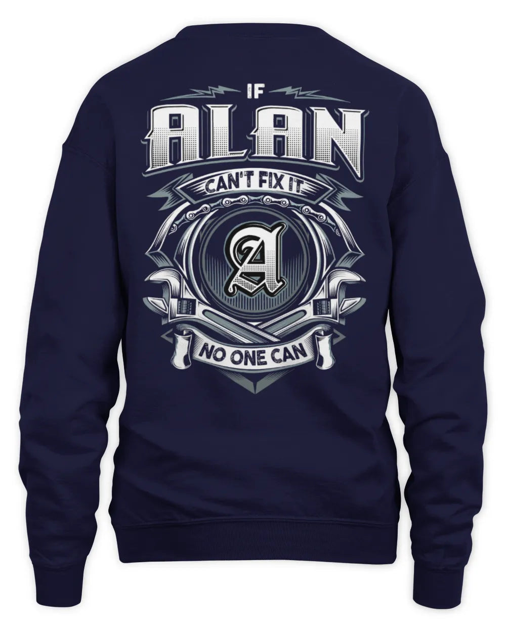 ALAN AP81-K4-626 - Personalized Ahmed Quote Apparel “If Ahmed Can't Fix It, No One Can” - Unisex Sweatshirt - Navy