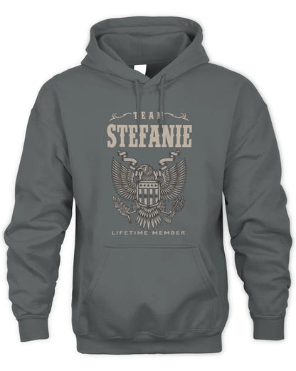 STEFANIE TP06-K82 – Personalized Classic Style Apparel “Team NAME Lifetime Member” - Unisex Hoodie - Charcoal