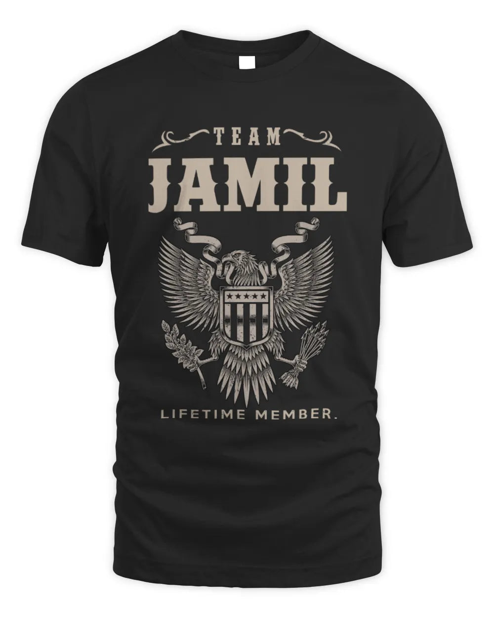 JAMIL TP06-K82 – Personalized Classic Style Apparel “Team NAME Lifetime Member” - Unisex Standard T-Shirt - Black