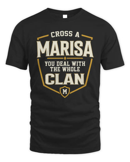 MARISA NT1-K008 Cross A/An NAME, You Deal With the Whole Clan | Personalized Vintage T-Shirt - Unisex Standard T-Shirt - Black