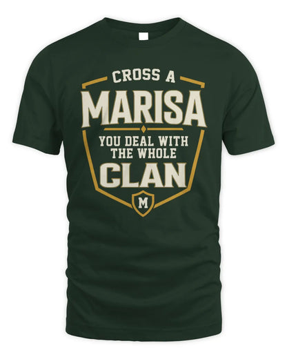 MARISA NT1-K008 Cross A/An NAME, You Deal With the Whole Clan | Personalized Vintage T-Shirt - Unisex Standard T-Shirt - Forest Green