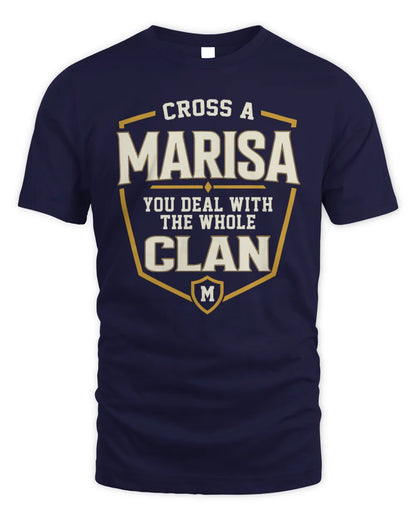 MARISA NT1-K008 Cross A/An NAME, You Deal With the Whole Clan | Personalized Vintage T-Shirt - Unisex Standard T-Shirt - Navy