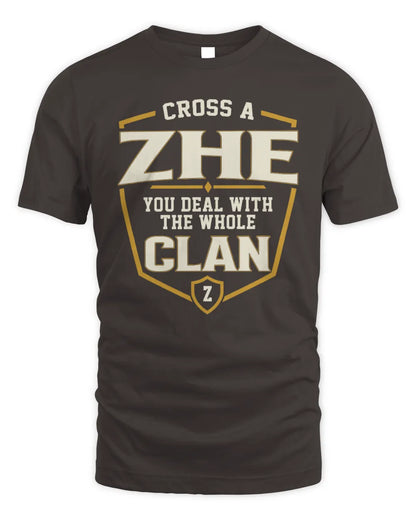 ZHE NT1-K008 Cross A/An NAME, You Deal With the Whole Clan | Personalized Vintage T-Shirt - Unisex Standard T-Shirt - Dark Chocolate