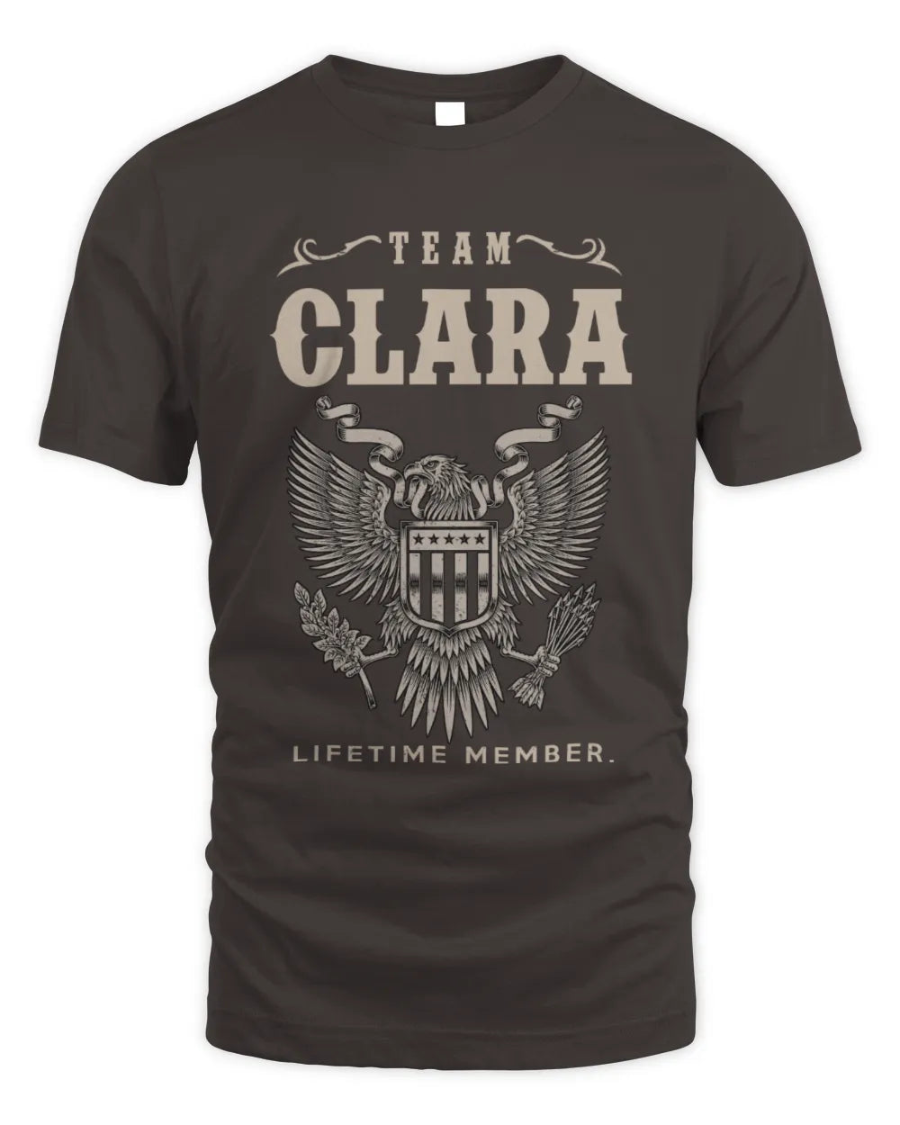 CLARA TP06-K82 – Personalized Classic Style Apparel “Team NAME Lifetime Member” - Unisex Standard T-Shirt - Dark Chocolate