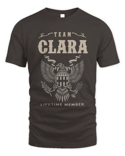 CLARA TP06-K82 – Personalized Classic Style Apparel “Team NAME Lifetime Member” - Unisex Standard T-Shirt - Dark Chocolate