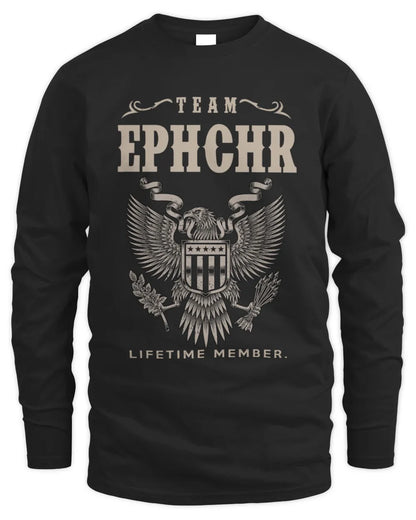 EPHCHR TP06-K82 – Personalized Classic Style Apparel “Team NAME Lifetime Member” - Men's Long Sleeved T-Shirt - Black