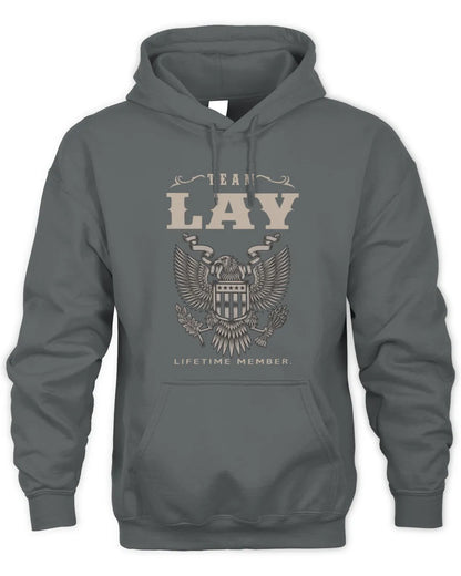 LAY TP06-K82 – Personalized Classic Style Apparel “Team NAME Lifetime Member” - Unisex Hoodie - Charcoal