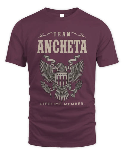 ANCHETA TP06-K82 – Personalized Classic Style Apparel “Team NAME Lifetime Member” - Unisex Standard T-Shirt - Maroon
