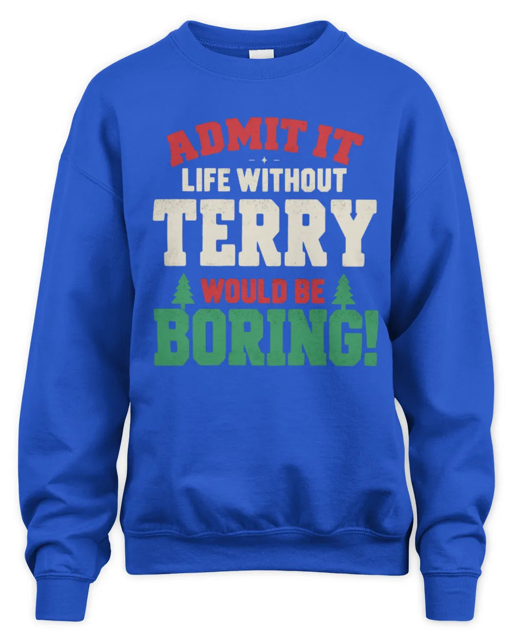 TERRY P5 TH08 Christmas T-Shirt – “Life Without NAME Would Be Boring” - Unisex Sweatshirt - Royal