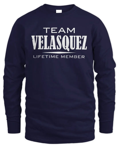 VELASQUEZ BL62-K4-128 - Personalized “Team NAME Lifetime Member” - Men's Long Sleeved T-Shirt - Navy