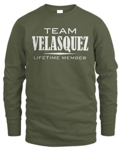 VELASQUEZ BL62-K4-128 - Personalized “Team NAME Lifetime Member” - Men's Long Sleeved T-Shirt - Military Green