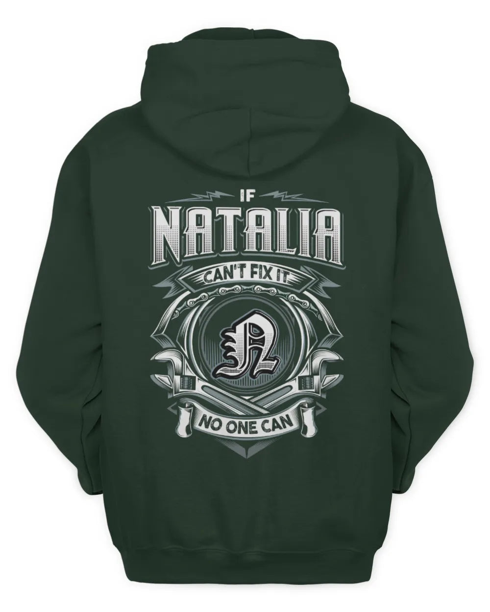 NATALIA AP81-K4-626 - Personalized Ahmed Quote Apparel “If Ahmed Can't Fix It, No One Can” - Unisex Hoodie - Forest Green