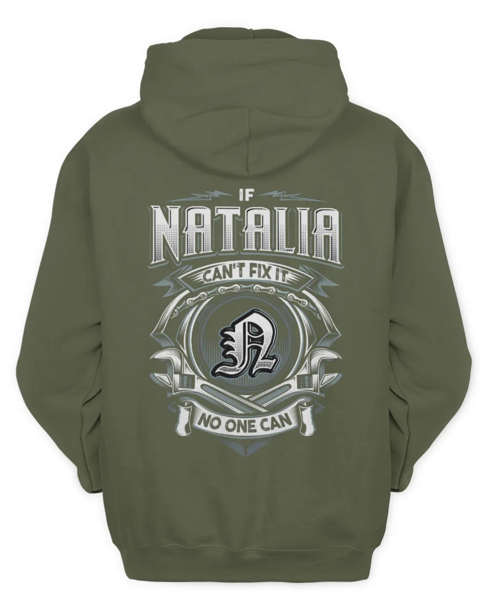 NATALIA AP81-K4-626 - Personalized Ahmed Quote Apparel “If Ahmed Can't Fix It, No One Can” - Unisex Hoodie - Military Green