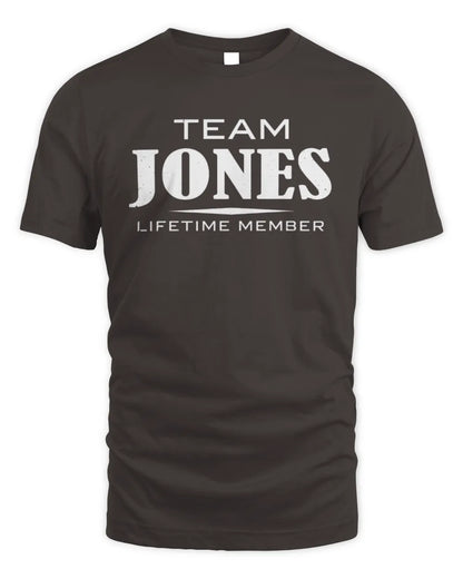 JONES BL62-K4-128 - Personalized “Team NAME Lifetime Member” - Unisex Standard T-Shirt - Dark Chocolate