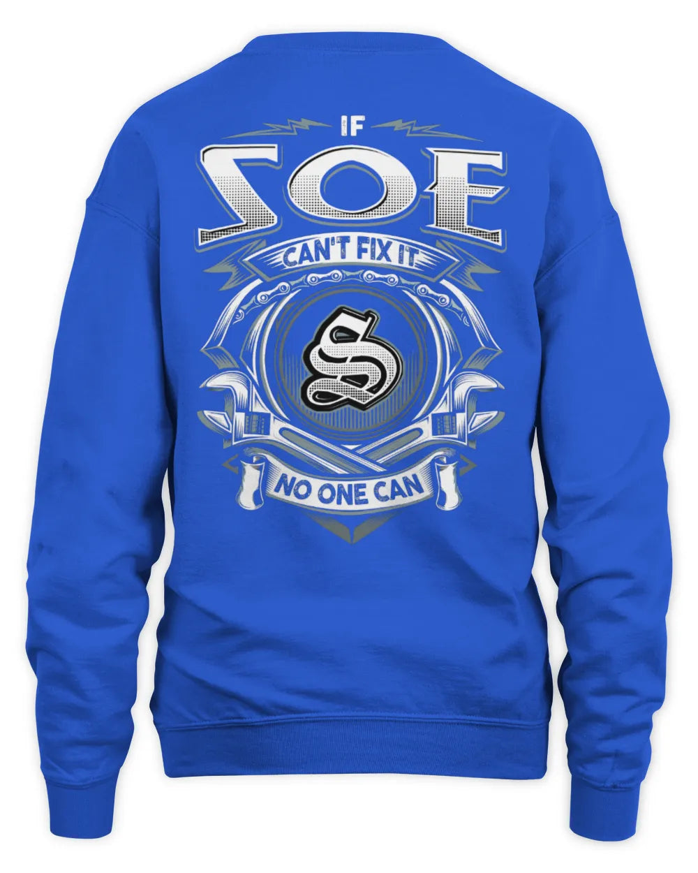 SOE AP81-K4-626 - Personalized Ahmed Quote Apparel “If Ahmed Can't Fix It, No One Can” - Unisex Sweatshirt - Royal