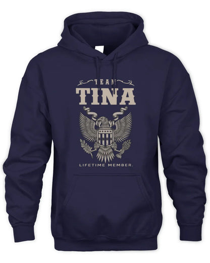 TINA TP06-K82 – Personalized Classic Style Apparel “Team NAME Lifetime Member” - Unisex Hoodie - Navy