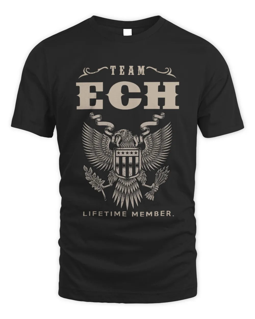 ECH TP06-K82 – Personalized Classic Style Apparel “Team NAME Lifetime Member” - Unisex Standard T-Shirt - Black