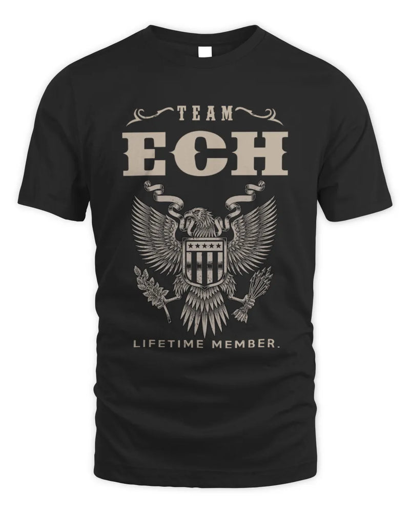 ECH TP06-K82 – Personalized Classic Style Apparel “Team NAME Lifetime Member” - Unisex Standard T-Shirt - Black