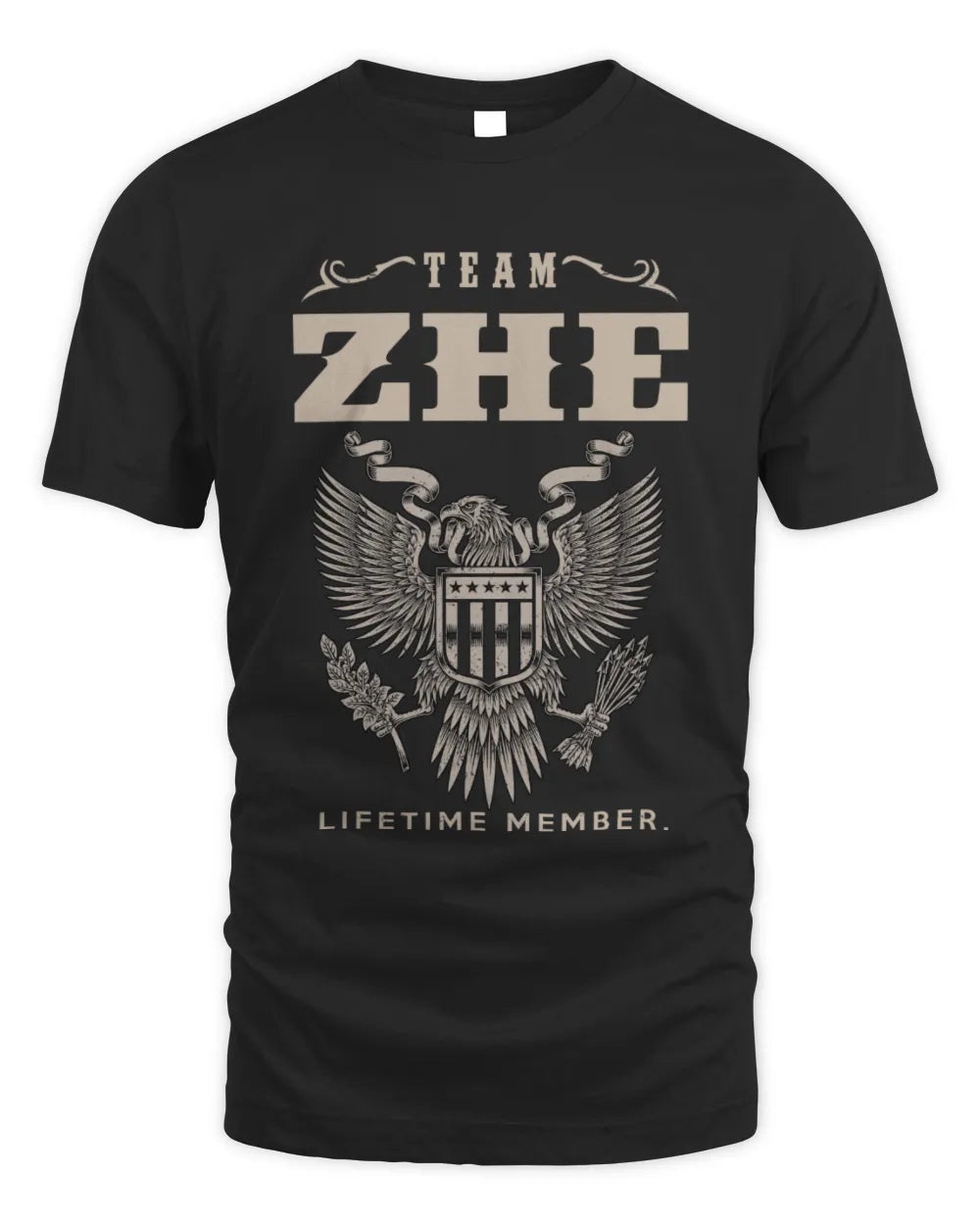 ZHE TP06-K82 – Personalized Classic Style Apparel “Team NAME Lifetime Member” - Unisex Standard T-Shirt - Black
