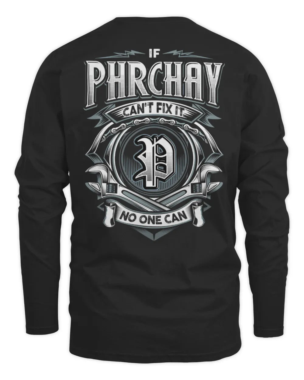 PHRCHAY AP81-K4-626 - Personalized Ahmed Quote Apparel “If Ahmed Can't Fix It, No One Can” - Men's Long Sleeved T-Shirt - Black