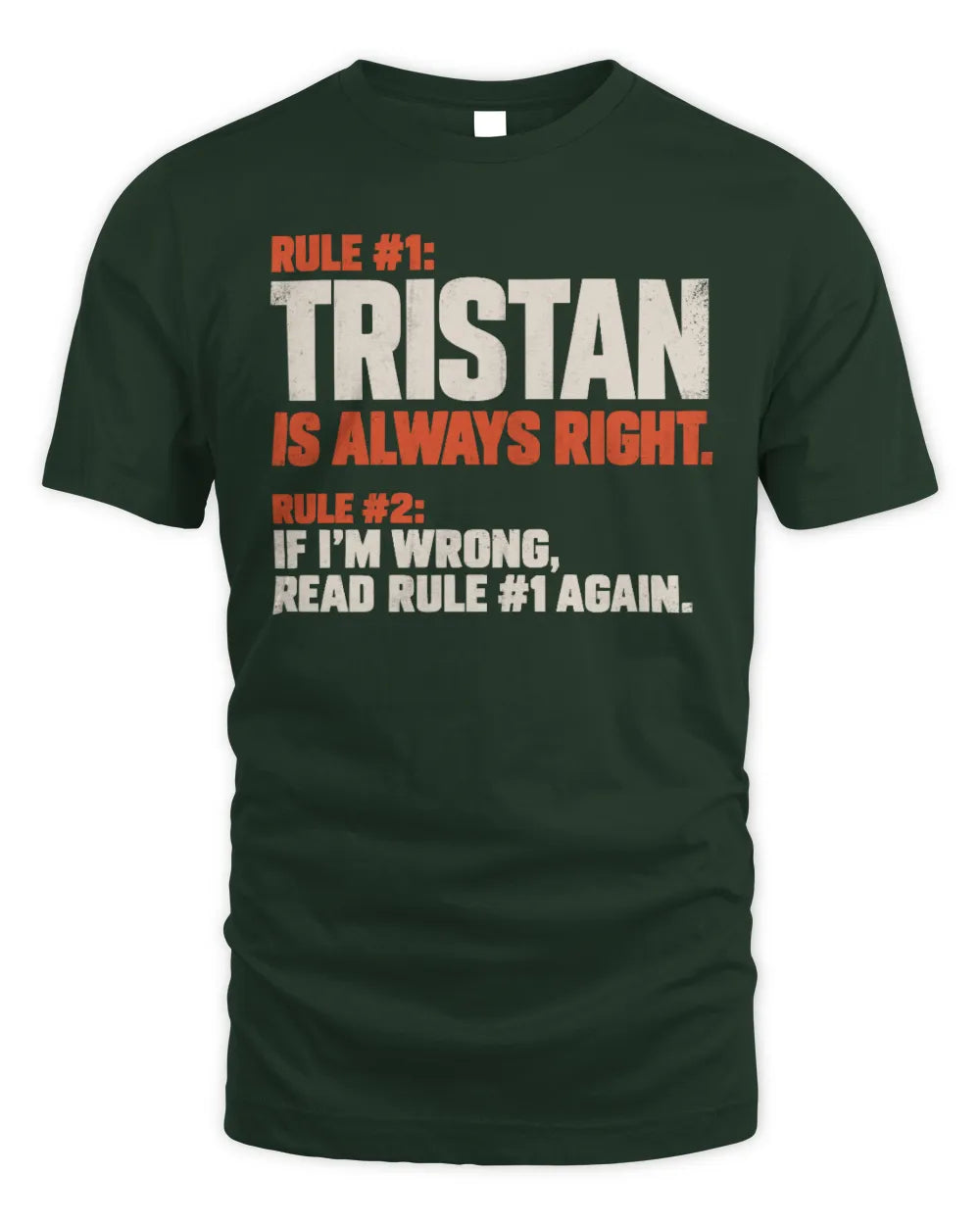 TRISTAN NP1-H006 
Always Right Personalized Name T-Shirt – Funny Custom Name Shirt - Unisex Standard T-Shirt - Forest Green