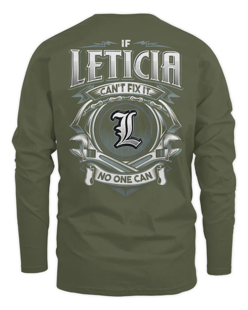 LETICIA AP81-K4-626 - Personalized Ahmed Quote Apparel “If Ahmed Can't Fix It, No One Can” - Men's Long Sleeved T-Shirt - Military Green