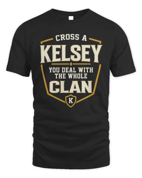 KELSEY NT1-K008 Cross A/An NAME, You Deal With the Whole Clan | Personalized Vintage T-Shirt - Unisex Standard T-Shirt - Black