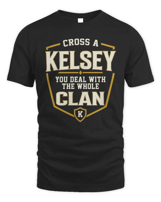 KELSEY NT1-K008 Cross A/An NAME, You Deal With the Whole Clan | Personalized Vintage T-Shirt - Unisex Standard T-Shirt - Black