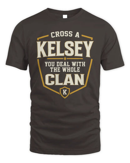 KELSEY NT1-K008 Cross A/An NAME, You Deal With the Whole Clan | Personalized Vintage T-Shirt - Unisex Standard T-Shirt - Dark Chocolate
