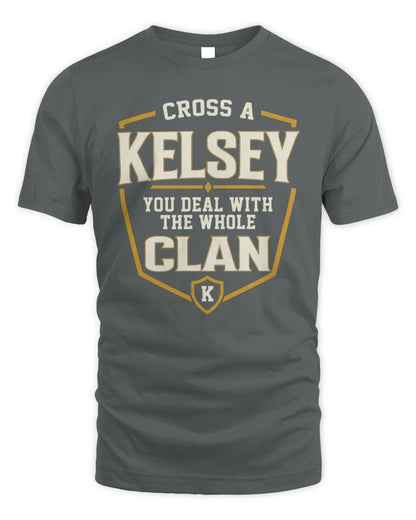 KELSEY NT1-K008 Cross A/An NAME, You Deal With the Whole Clan | Personalized Vintage T-Shirt - Unisex Standard T-Shirt - Charcoal
