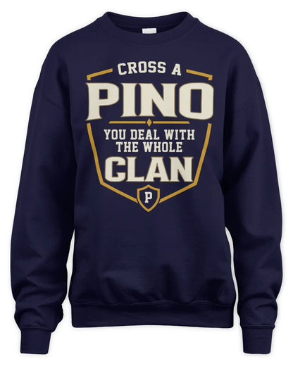 PINO NT1-K008 Cross A/An NAME, You Deal With the Whole Clan | Personalized Vintage T-Shirt - Unisex Sweatshirt - Navy