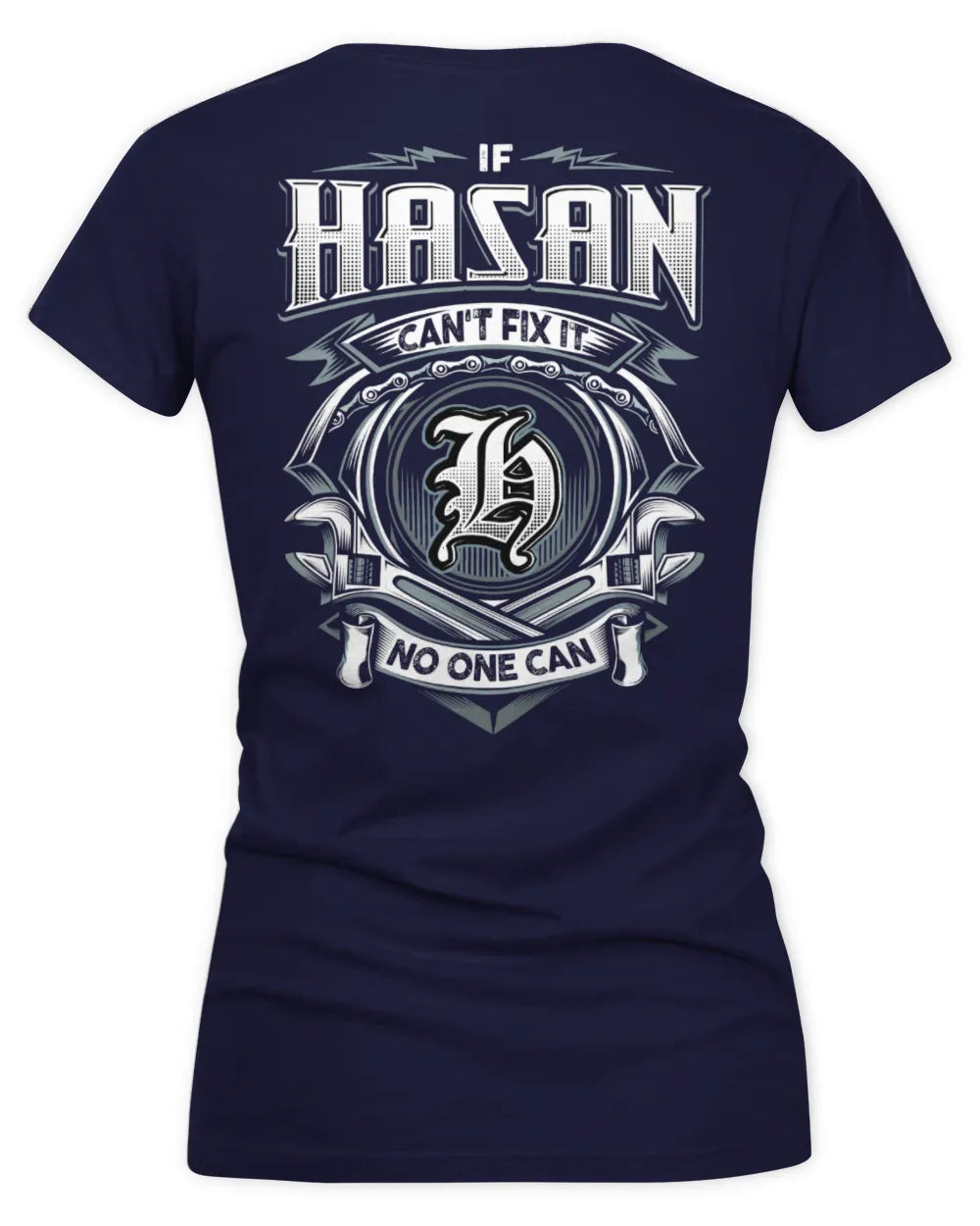 HASAN AP81-K4-626 - Personalized Ahmed Quote Apparel “If Ahmed Can't Fix It, No One Can” - Women's V-Neck T-Shirt - Navy