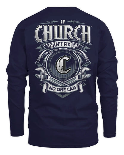 CHURCH AP81-K4-626 - Personalized Ahmed Quote Apparel “If Ahmed Can't Fix It, No One Can” - Men's Long Sleeved T-Shirt - Navy