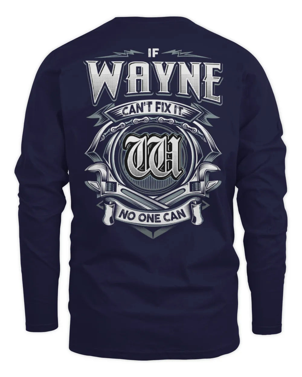 WAYNE AP81-K4-626 - Personalized Ahmed Quote Apparel “If Ahmed Can't Fix It, No One Can” - Men's Long Sleeved T-Shirt - Navy