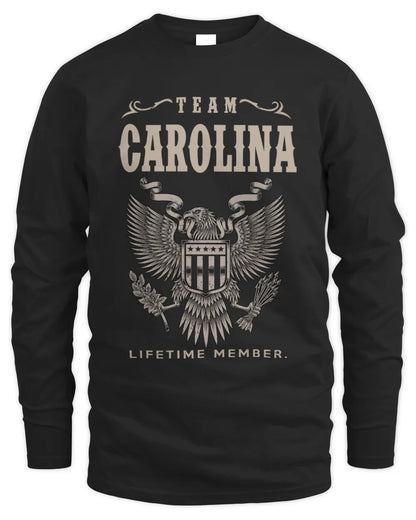 CAROLINA TP06-K82 – Personalized Classic Style Apparel “Team NAME Lifetime Member” - Men's Long Sleeved T-Shirt - Black