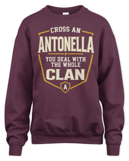ANTONELLA NT1-K008 Cross A/An NAME, You Deal With the Whole Clan | Personalized Vintage T-Shirt - Unisex Sweatshirt - Maroon