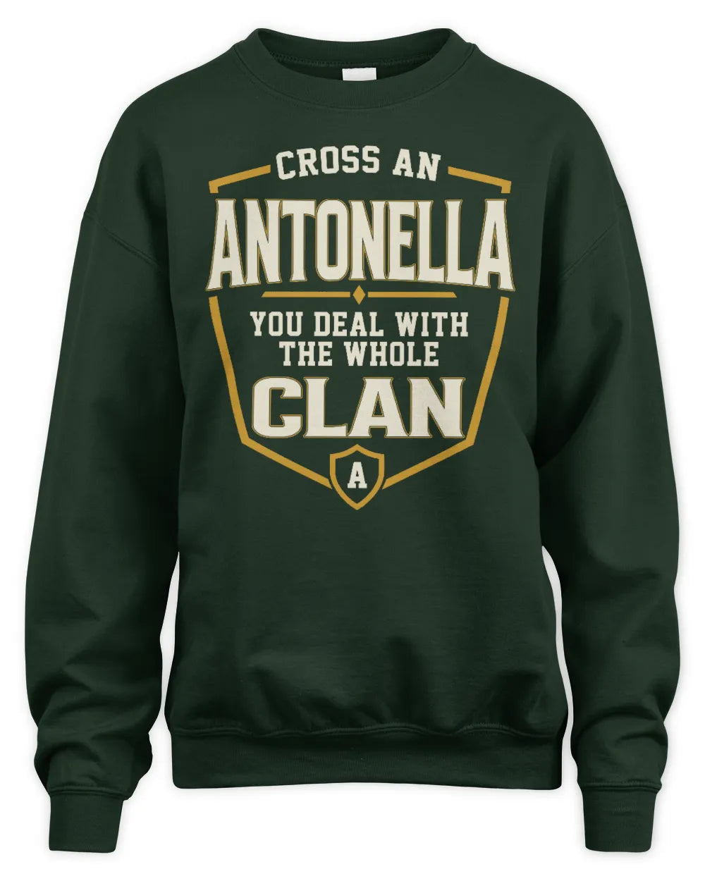 ANTONELLA NT1-K008 Cross A/An NAME, You Deal With the Whole Clan | Personalized Vintage T-Shirt - Unisex Sweatshirt - Forest Green
