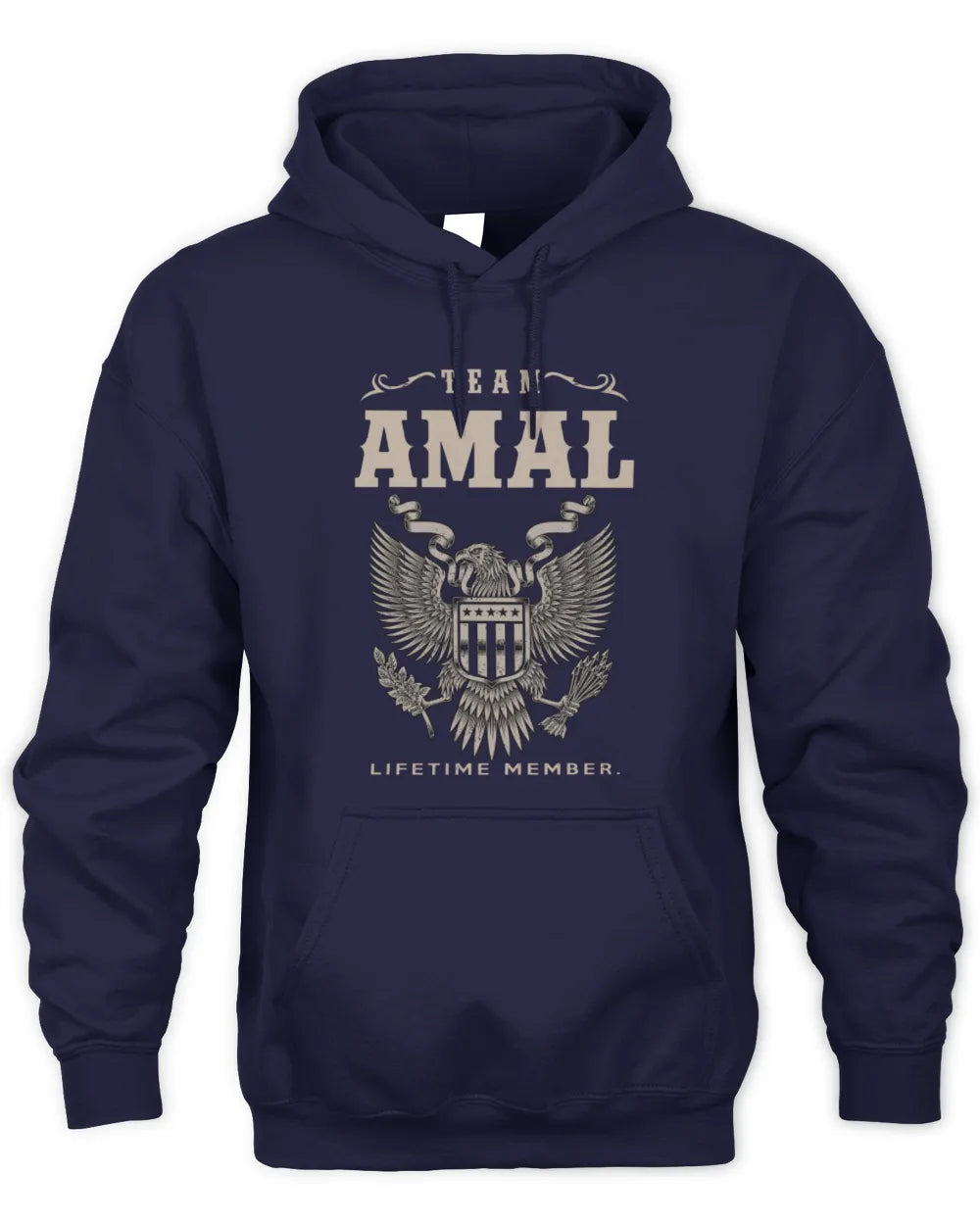AMAL TP06-K82 – Personalized Classic Style Apparel “Team NAME Lifetime Member” - Unisex Hoodie - Navy