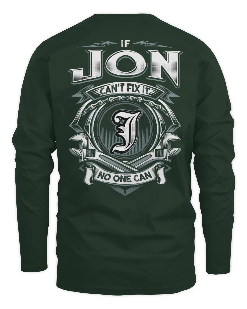 JON AP81-K4-626 - Personalized Ahmed Quote Apparel “If Ahmed Can't Fix It, No One Can” - Men's Long Sleeved T-Shirt - Forest Green