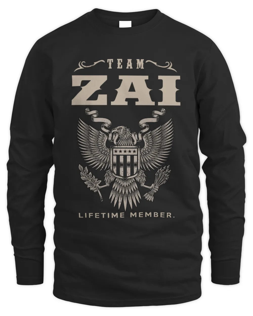 ZAI TP06-K82 – Personalized Classic Style Apparel “Team NAME Lifetime Member” - Men's Long Sleeved T-Shirt - Black