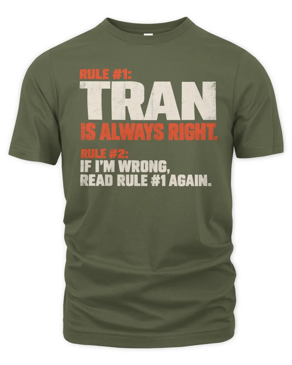 TRAN NP1-H006 - Always Right Personalized Name T-Shirt – Funny Custom Name Shirt - Unisex Standard T-Shirt - Military Green