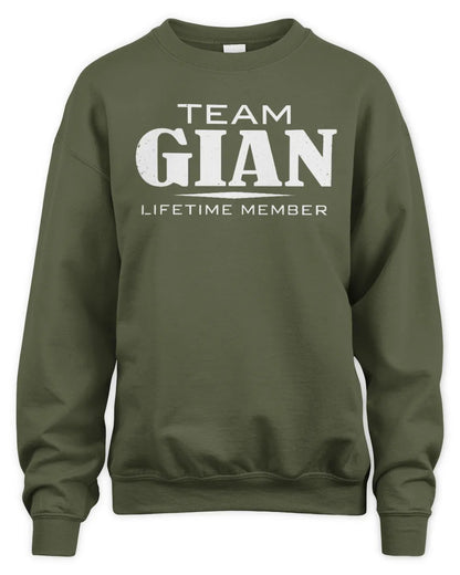 GIAN BL62-K4-128 - Personalized “Team NAME Lifetime Member” - Unisex Sweatshirt - Military Green