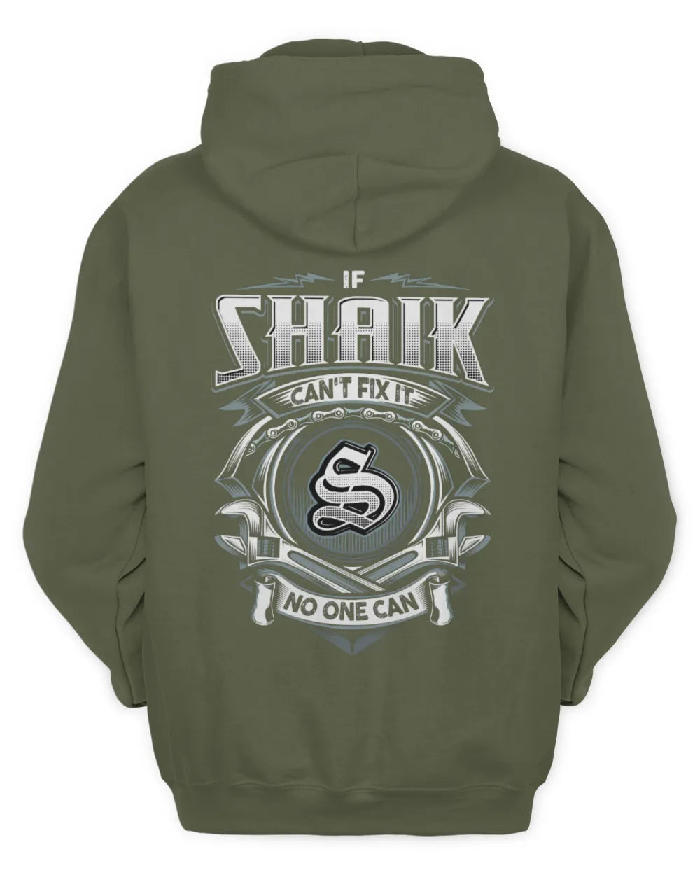 SHAIK AP81-K4-626 - Personalized Ahmed Quote Apparel “If Ahmed Can't Fix It, No One Can” - Unisex Hoodie - Military Green