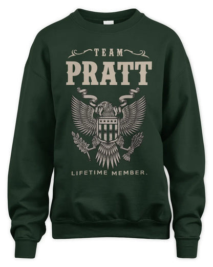 PRATT TP06-K82 – Personalized Classic Style Apparel “Team NAME Lifetime Member” - Unisex Sweatshirt - Forest Green