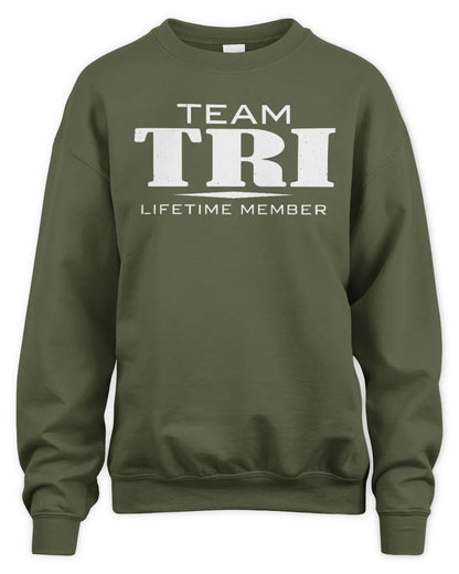 TRI BL62-K4-128 - Personalized “Team NAME Lifetime Member” - Unisex Sweatshirt - Military Green