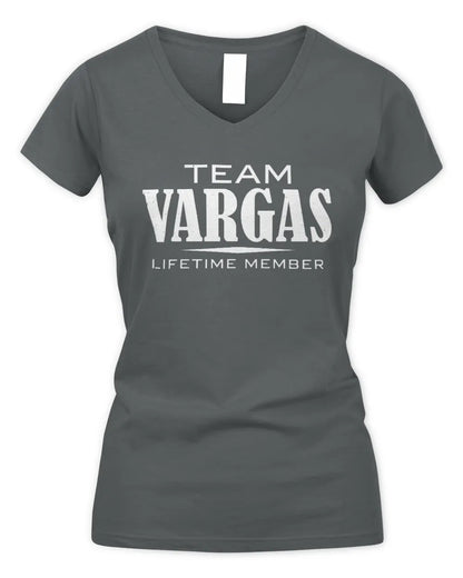 VARGAS BL62-K4-128 - Personalized “Team NAME Lifetime Member” - Women's V-Neck T-Shirt - Charcoal
