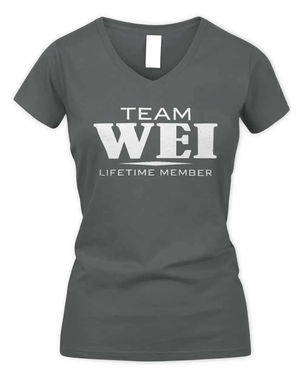 WEI BL62-K4-128 - Personalized “Team NAME Lifetime Member” - Women's V-Neck T-Shirt - Charcoal