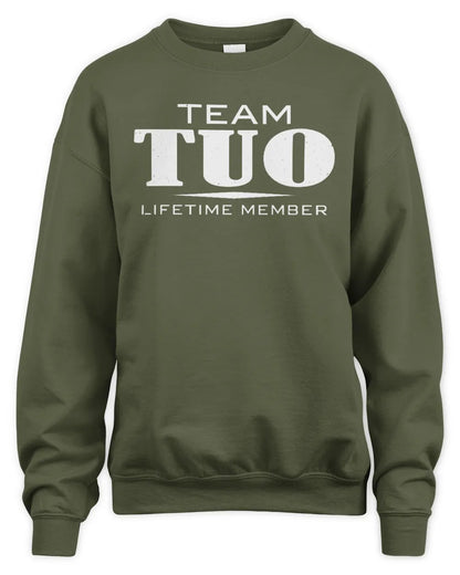 TUO BL62-K4-128 - Personalized “Team NAME Lifetime Member” - Unisex Sweatshirt - Military Green